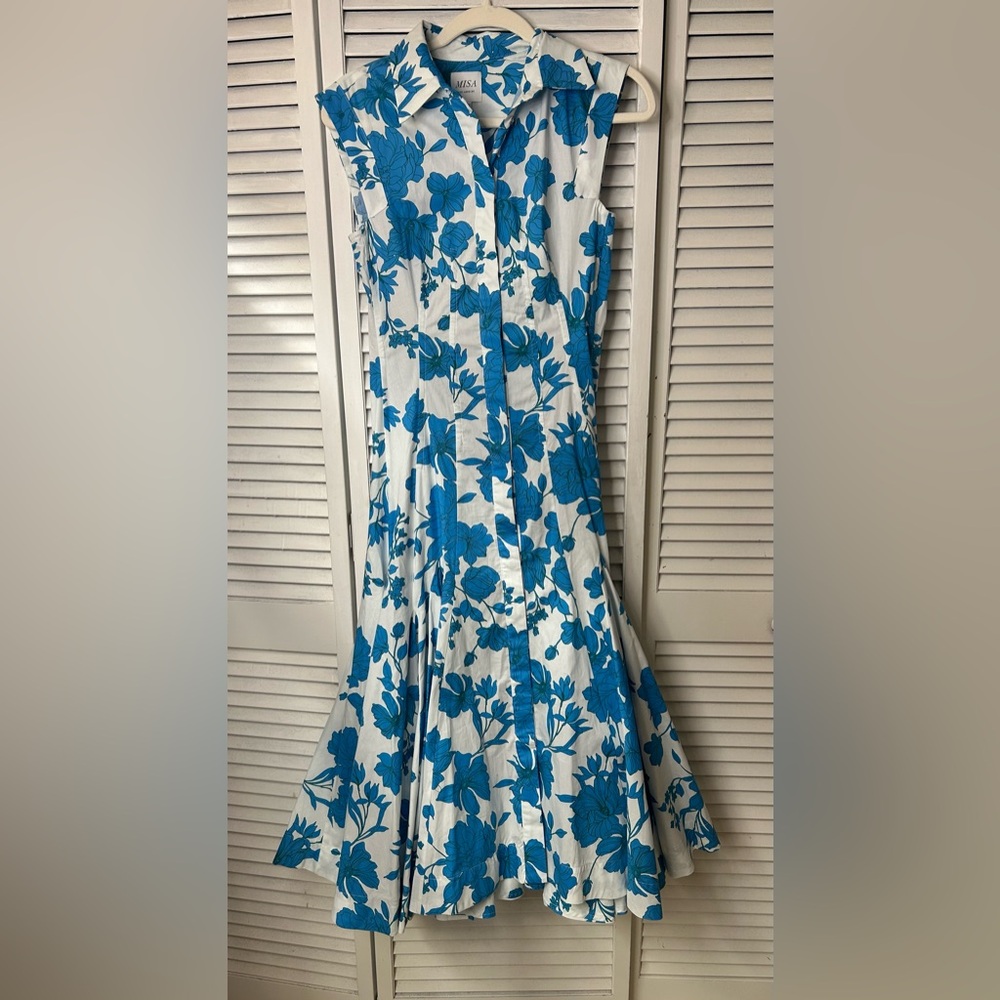 Misa Los‎ Angeles Floral Blue and White Women's Dress Size XXS